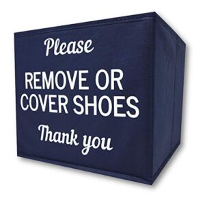 re goods shoe covers box – real estate agent supplies, disposable shoe bootie holder for realtor listings and open houses | please cover or remove shoes bin