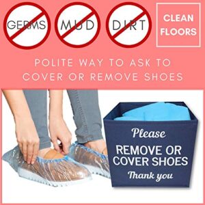 RE GOODS Shoe Covers Box - Real Estate Agent Supplies, Disposable Shoe Bootie Holder For Realtor Listings and Open Houses | Please Cover or Remove Shoes Bin