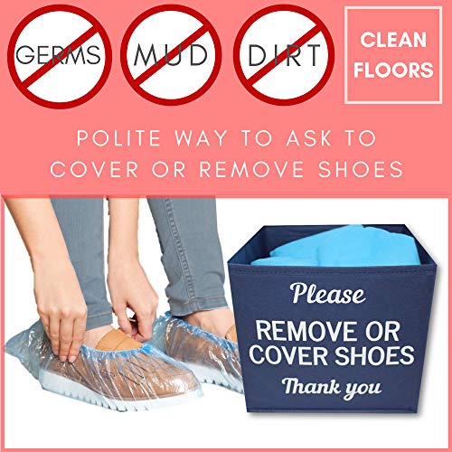 RE GOODS Shoe Covers Box - Real Estate Agent Supplies, Disposable Shoe Bootie Holder For Realtor Listings and Open Houses | Please Cover or Remove Shoes Bin