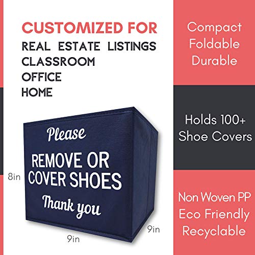 RE GOODS Shoe Covers Box - Real Estate Agent Supplies, Disposable Shoe Bootie Holder For Realtor Listings and Open Houses | Please Cover or Remove Shoes Bin