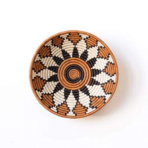 african basket- bungoma/rwanda basket/woven bowl/sisal & sweetgrass basket/burnt sienna, black, white