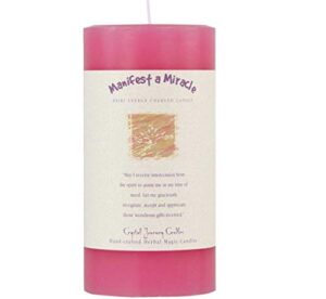 6″ x 3″ crystal journey herbal magic reiki charged pillar candle – manifest a miracle
