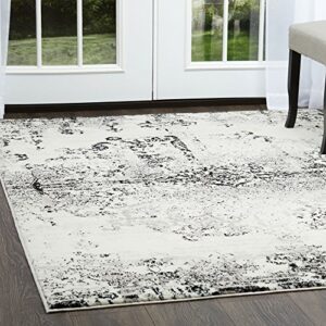 home dynamix boho makenna area rug, 3’3″x5’2″ rectangle, ikat ivory/gray