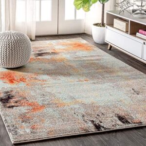 jonathan y ctp104b-5 contemporary pop modern abstract vintage cream/orange 5 ft. x 8 ft. area-rug, bohemian, easy-cleaning, for bedroom, kitchen, living room, non shedding