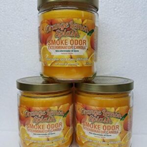 Smoke Odor Exterminator 13 oz Jar Candles Orange Lemon Splash, (3)