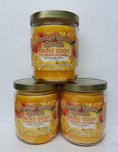 Smoke Odor Exterminator 13 oz Jar Candles Orange Lemon Splash, (3)