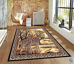 champion rugs giraffe area rug african safari animal carpet (3’ 11” x 5’ 2”)