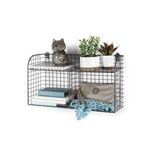 Spectrum Diversified Vintage Double Bin with Shelf Wall Mount Storage Industrial Gray