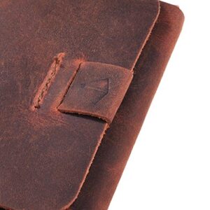 TXEsign Top Grain Genuine Leather Business Name Card Holder Case with Magnetic Closure (Reddish Brown)