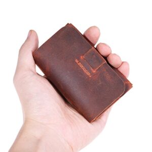 TXEsign Top Grain Genuine Leather Business Name Card Holder Case with Magnetic Closure (Reddish Brown)