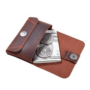 TXEsign Top Grain Genuine Leather Business Name Card Holder Case with Magnetic Closure (Reddish Brown)