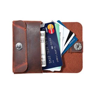 TXEsign Top Grain Genuine Leather Business Name Card Holder Case with Magnetic Closure (Reddish Brown)