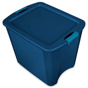 sterilite corp 14487404 latch and carry tote with true blue lid and base, 26 gallon