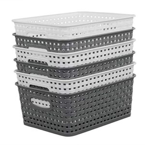 cand plastic storage baskets, set of 6 (white, grey)