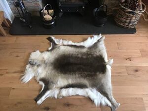 lambland grade a luxury reindeer hide / skin / rug in dark shade natural colors