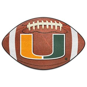 fanmats 4464 miami hurricanes football rug – 20.5in. x 32.5in. | sports fan home decor rug and tailgating mat – u primary logo