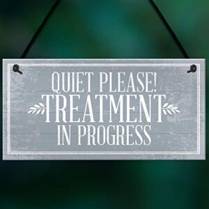 Quiet Please Treatment in Progress Do Not Disturb Hanging Wall Door Salon Sign Plaque Gift