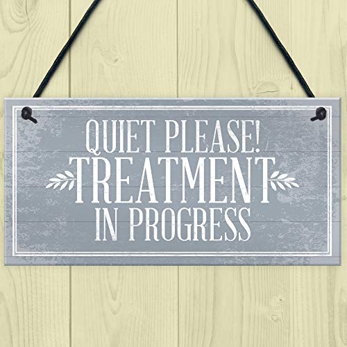 Quiet Please Treatment in Progress Do Not Disturb Hanging Wall Door Salon Sign Plaque Gift