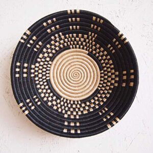 african basket- mukingi/rwanda basket/woven bowl/sisal & sweetgrass basket/black, tan