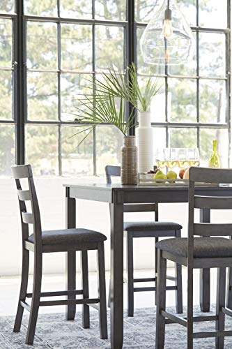 Signature Design by Ashley Bridson 5 Piece Counter Height Dining Room Set, Includes Table & 4 Bar Stools, Gray (Pack of 1)