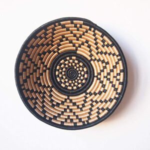 African Basket- Kitale/Rwanda Basket/Woven Bowl/Sisal & Sweetgrass Basket/Black, Tan