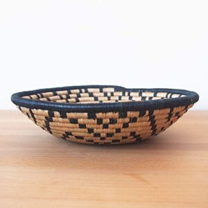 African Basket- Kitale/Rwanda Basket/Woven Bowl/Sisal & Sweetgrass Basket/Black, Tan