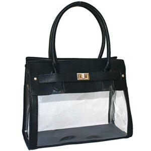 clear transparent tote purse beach bag handbag -black