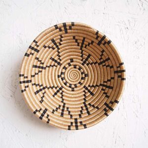 small african basket- mugusa/rwanda basket/woven bowl/sisal & sweetgrass basket/tan, black