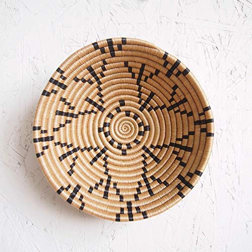 Small African Basket- Mugusa/Rwanda Basket/Woven Bowl/Sisal & Sweetgrass Basket/Tan, Black