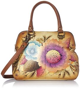 anna by anuschka womens leather medium satchel bag, rustic bouquet, one size us