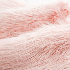 Super Soft Pink Faux Fur Area Rugs, Fuzzy Fluffy Sheepskin Chair Seat Cover, Shaggy Furry Floor Mat, Carpet for Nursery Rugs Living Room Bedroom Bedside, 2 x 3 Feet