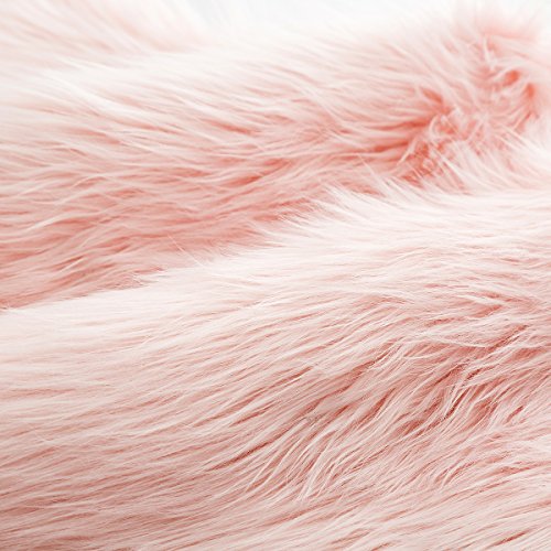 Super Soft Pink Faux Fur Area Rugs, Fuzzy Fluffy Sheepskin Chair Seat Cover, Shaggy Furry Floor Mat, Carpet for Nursery Rugs Living Room Bedroom Bedside, 2 x 3 Feet