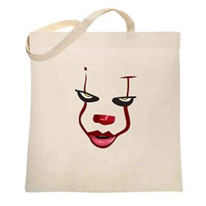 pop threads clown face horror scary movie halloween spooky natural 15×15 inches large canvas tote bag