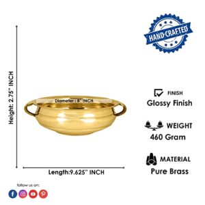 Craftsman SATVIK Decorative 9.6 Inch (8" Inner Dia) Brass Urli For Floating Candles and Flowers Designer Bowl For Living Room Decoration uruli