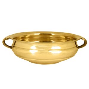 Craftsman SATVIK Decorative 9.6 Inch (8" Inner Dia) Brass Urli For Floating Candles and Flowers Designer Bowl For Living Room Decoration uruli