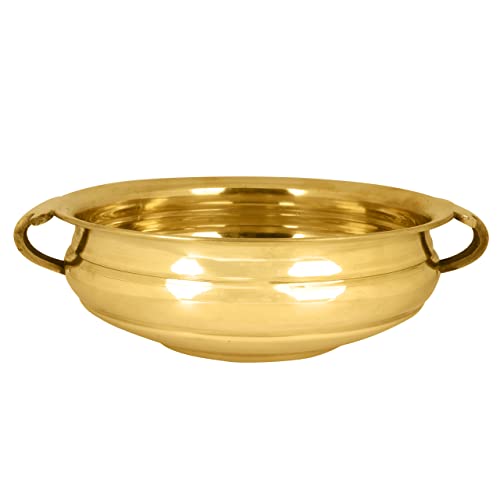 Craftsman SATVIK Decorative 9.6 Inch (8" Inner Dia) Brass Urli For Floating Candles and Flowers Designer Bowl For Living Room Decoration uruli