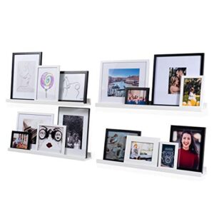 wallniture denver modern wall mount floating picture ledge shelf – nursery hanging bookshelf – 30 inch white set of 4 – mounting hardware included