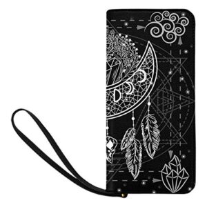 interestprint women’s moon dreamcatcher with flower crystals stars arrows and feathers purse clutch bag wristlet wallet with strap