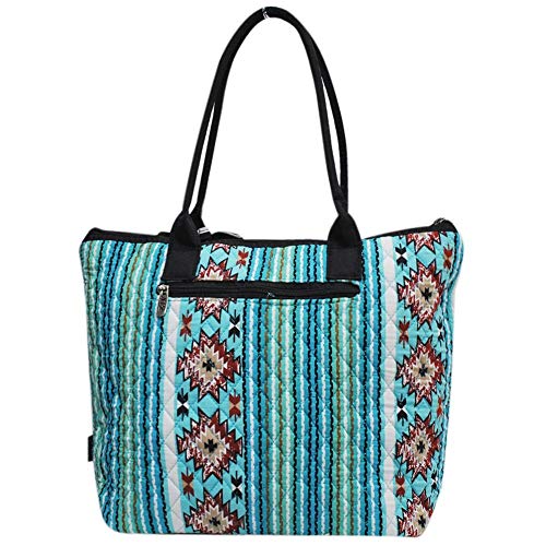 Ngil Quilted Cotton Medium Tote Bag 2018 Spring Collection (Blue Serape Black)
