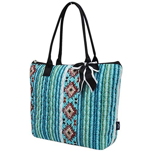 Ngil Quilted Cotton Medium Tote Bag 2018 Spring Collection (Blue Serape Black)