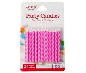 jacent classic striped spiral birthday candles party supplies, 24 count per pack, 1-pack pink