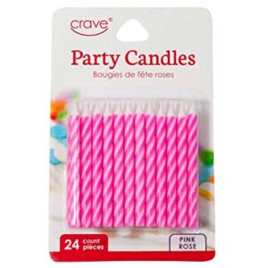 Jacent Classic Striped Spiral Birthday Candles Party Supplies, 24 Count Per Pack, 1-Pack Pink