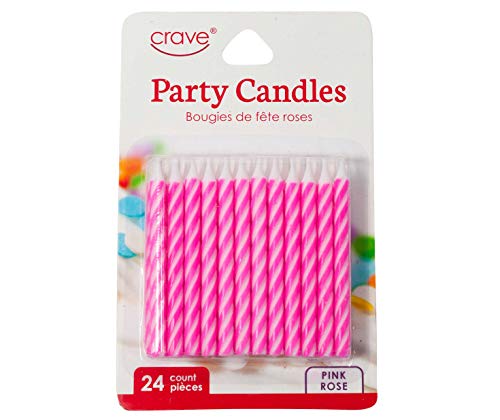 Jacent Classic Striped Spiral Birthday Candles Party Supplies, 24 Count Per Pack, 1-Pack Pink