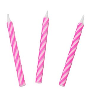 Jacent Classic Striped Spiral Birthday Candles Party Supplies, 24 Count Per Pack, 1-Pack Pink