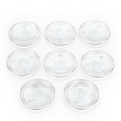 Hosley's Set of 8 Clear Glass Pillar Plates - 4 Inch Diameter. Ideal Gift for Weddings, Parties, Spa, Pillar Candle, Votive Candle Garden. Or as a Pedestal W1