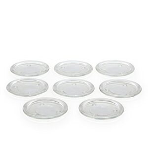 Hosley's Set of 8 Clear Glass Pillar Plates - 4 Inch Diameter. Ideal Gift for Weddings, Parties, Spa, Pillar Candle, Votive Candle Garden. Or as a Pedestal W1