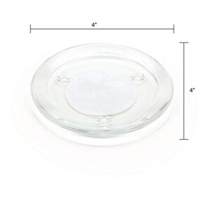 Hosley's Set of 8 Clear Glass Pillar Plates - 4 Inch Diameter. Ideal Gift for Weddings, Parties, Spa, Pillar Candle, Votive Candle Garden. Or as a Pedestal W1