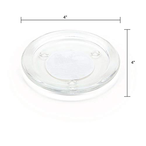 Hosley's Set of 8 Clear Glass Pillar Plates - 4 Inch Diameter. Ideal Gift for Weddings, Parties, Spa, Pillar Candle, Votive Candle Garden. Or as a Pedestal W1