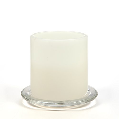 Hosley's Set of 8 Clear Glass Pillar Plates - 4 Inch Diameter. Ideal Gift for Weddings, Parties, Spa, Pillar Candle, Votive Candle Garden. Or as a Pedestal W1