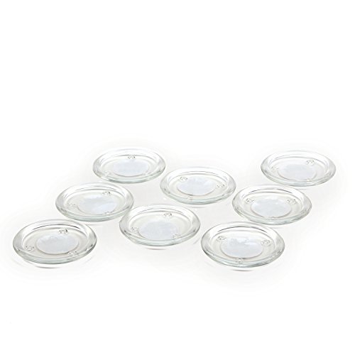 Hosley's Set of 8 Clear Glass Pillar Plates - 4 Inch Diameter. Ideal Gift for Weddings, Parties, Spa, Pillar Candle, Votive Candle Garden. Or as a Pedestal W1